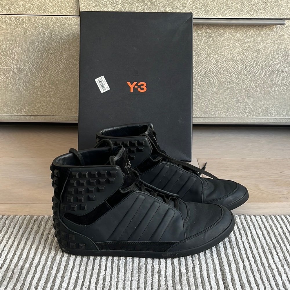 Y-3 Honja triple black studded high top sneaker